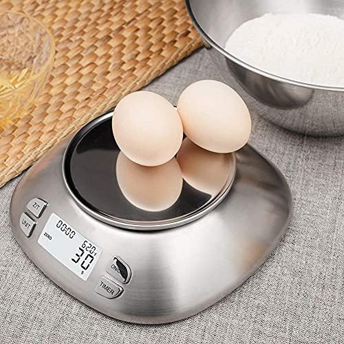 Digital Kitchen Scale with Removable Bowl 2.5L Volume, Electronic Stainless Steel Food Scale for Cooking Baking, Room Temperature, Alarm Timer, 12lb 5.5kg, Batteries Included - Image 6