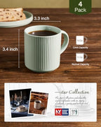 famiware Coffee Mug Set of 4, Star 12 oz Ceramic Mugs Cups Set with Handle - Image 5
