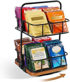 Rotating 2 Tier Tea Bag Organizer, 360° Spinning Teabag Organizer by TeaBunch