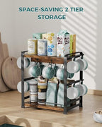 OROPY Coffee Mug Holder Countertop, Mug Rack 2 Tier Shelf & 14 Mug Hooks - Image 6