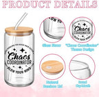 SiliFine 6 Pcs Chaos Coordinator Glass Cups, 16 oz with Lids - Image 4