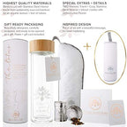 Sacred Lotus Love Double-Walled Glass Tea Tumbler with Infuser and Strainer 15oz - Perfect for Loose Leaf Tea, Cold or Hot Water Bottle, Fruit Drinks - Comes with Travel Sleeve and Cozy - Image 5