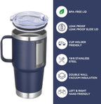 VEGOND 20 oz Tumbler Bulk with Handle Lid and Straw, Stainless Steel Insulated Travel Coffee Mug Set, Spill Proof Double Wall Metal Tumblers Cups, Navy Blue 12 Pack - Image 2