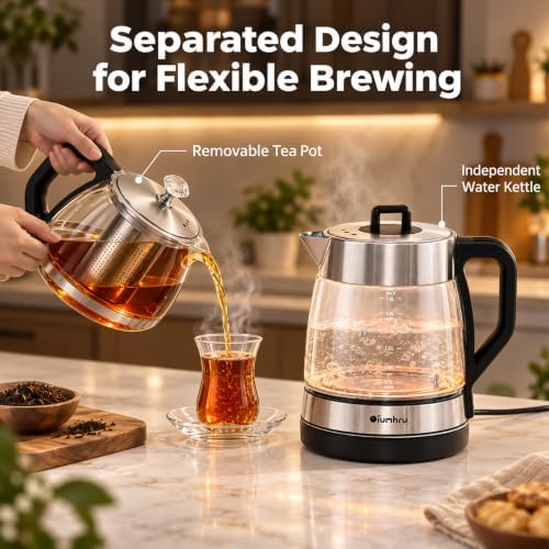 Turkish 3L Tea Maker for Home & Kitchen, Electric Double Pot Keep Warm - Image 3