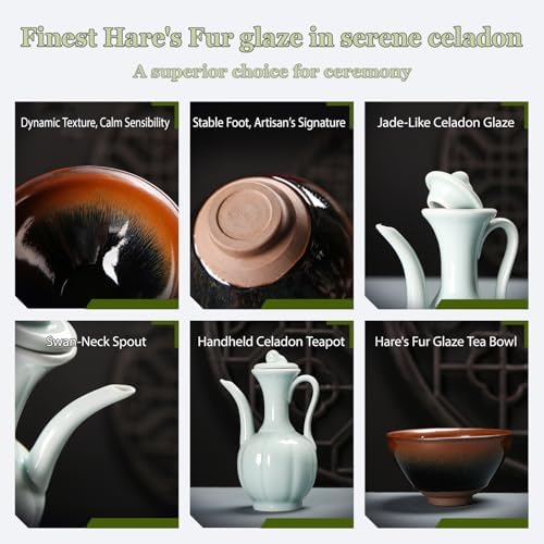 Matcha Whisk Set, 8-PCS Portable Matcha Set with Bowl, Teapot & Travel Bag - Complete Japanese Tea Ceremony Kit Gift (E) - Image 3