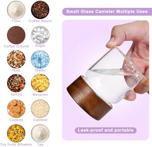 4 oz Glass Spice Mason Jars with Screw Wood Lid 8 pcs Airtight Small Glass Jars Seasoning Herb Containers Food Storage Canister for Sugar Coffee Bean Ground Pantry Cookies Salt (4oz(118ml)*8 pack) - Image 5