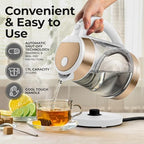Zulay Kitchen Fast Boiling Electric Water Kettle - 1.7L, 1500W, Auto Shut-Off for Overboil & Boil Dry Protection, Cool-Touch Handle, 360° Base - Rapid Teapot Boiler For Coffee & Tea - White Copper - Image 2