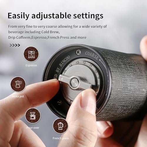 Manual Coffee Bean Grinder, Portable Hand Espresso Grinder with 6 Star CNC Stainless Steel Conical Burr,16 Internal Adjustable Setting and Double Bearing, Portable Carry Bag, 25g Capacity - Image 4