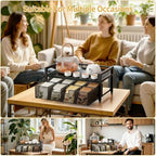 Tea Bag Organizer, Tea Bag Holder with Drawer, Wood and Metal Tea Organizers and Storage Chest for Countertop Kitchen, Office, Black - Image 6
