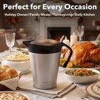 32oz Stainless Steel Gravy Boat Sauce Jug with Hinged Lid - Image 6