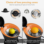 LEBENLANG Stainless Steel Electric Orange Juicer 200W I Incl. Stainless Steel Cone & BPA-Free | High Juice Yield for Oranges & Lemons | Electric Juicer Citrus Press Fruit Press - Image 2