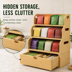 Bamboo Tea Bag Organizer, 4 Tier with Drawer - Image 6