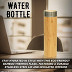 Natrual Bamboo, BPA-Free, Vacuum-Sealed Insulated, Hot-Cold Water Bottle Bamboo and Stainless Steel Water Bottle with Tea Infuser - Image 5