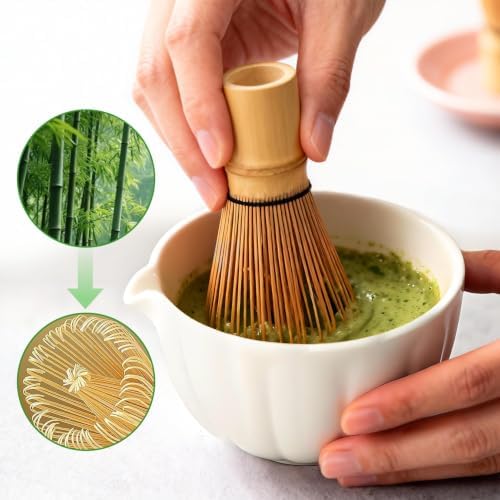 6-Piece Matcha Set Kit, Japanese Matcha Tea Making Set with Ceramic Matcha Bowl, Whisk, Scoop, Sifter, Whisk Holder & Brush, Matcha Starter Kit for Beginners and Tea Enthusiasts, White - Image 4