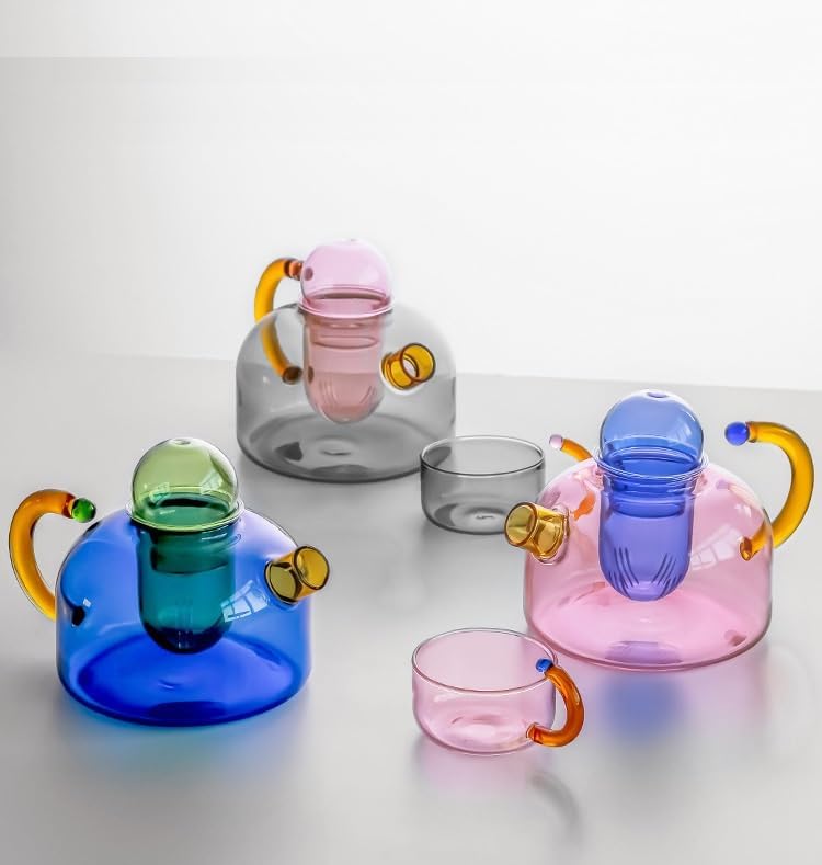 Glass Teapot Stovetop 13 OZ/400ml, Tea Pot with Removable Infuser, Colorful Clear Tea Kettle, Teapot Blooming and Loose Leaf Tea Maker Tea Brewer for Camping, Travel (Tea Pot-Blue) - Image 7