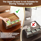 Acacia Wood Tea Bag Organizer with Gift Box, Double-Drawer Tea Box - Tea Accessories for Tea Organizer and Storage Box, Tea Station Chest Caddy for Countertop Cabinet Office(21-Compartment) - Image 4