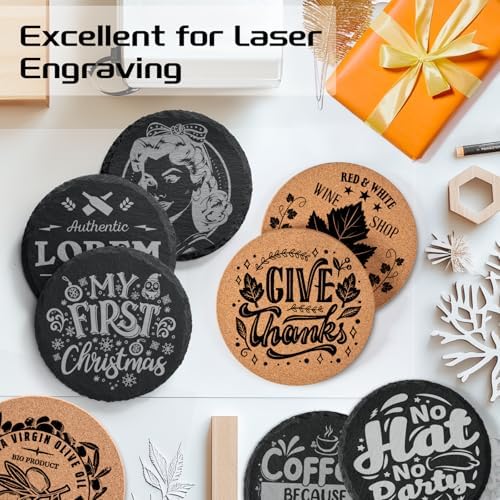 100PCS Round Slate and Cork Drink Coasters Bulk for Laser Engraving - Image 4