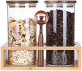 KKC Glass Tea Canisters for Loose Leaf Tea with Scoop,Sealed Glass Containers with Spoon for Matcha,Ground Coffee,Beans,Sugar,Nuts,Loose Tea Storage Jars with Airtight Wooden Lids,39 Fluid-oz by KKCHOMEACCENTSGmbH