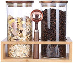 KKC Glass Tea Canisters for Loose Leaf Tea with Scoop,Sealed Glass Containers with Spoon for Matcha,Ground Coffee,Beans,Sugar,Nuts,Loose Tea Storage Jars with Airtight Wooden Lids,39 Fluid-oz by KKCHOMEACCENTSGmbH