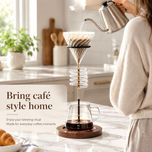 Spiral Pour Over Coffee Maker Set with Stand, 400ml - Image 4