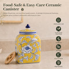 Ceramic Tea Canister with Airtight Lid, 10" H Kitchen Decor Jar for Loose Leaf Tea & Coffee Bean Storage, Hand-painted Chinoiserie Ginger Jars for Home Decor, 121 fl oz - Yellow Peony - Image 7