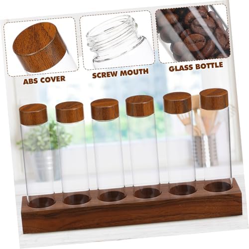 Coffee Bean Storage Tubes Set with Wooden Stand Glass Sealed Jars - Image 3