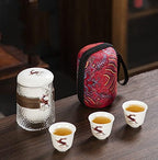 Clear Glass Teapot Tea Set with Removable Infuser Borosilicate Glass Tea Kettle, Includes 4 Ceramic Tea Cups and A Portable Travel Bag,Style 3,Style 1 - Image 2
