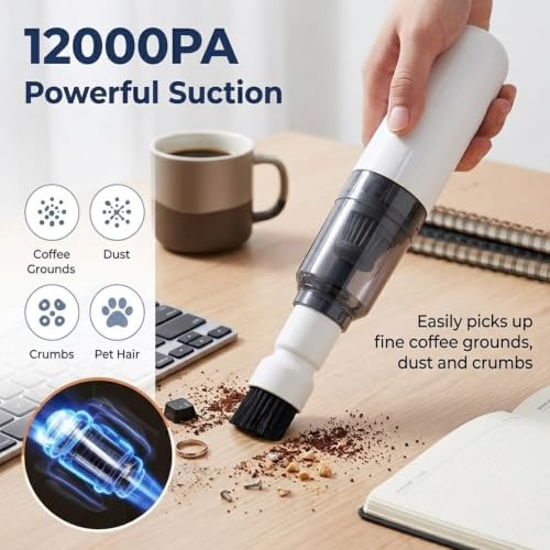 Coffee Grinder Vacuum Cleaner, 25w Strong Suctio, Rechargeacordless Abs Design with Detachable Dust Cup for Coffee Grinder Brush & Portafilter Rechargeable Tool - Image 2