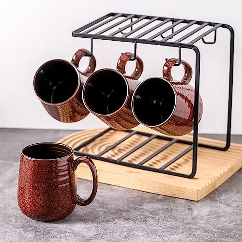 Hasense Red Coffee Mugs Set of 4, 12 oz Coffee Cups Ceramic, Latte Mug with Large Handle for Coffee, Tea, Milk and Chocolate,Easy Hold & Clean, Dishwasher & Microwave Safe - Image 4