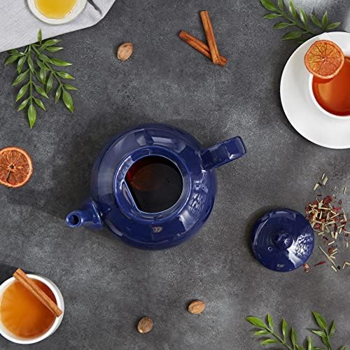 RSVP Large Stoneware 6-Cup Teapot, Blue - Image 3