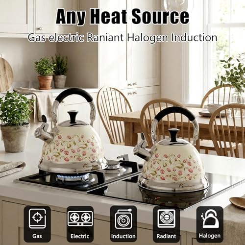 Tea Kettle, 3.1QT Whistling Stovetop Teapot, Folding Handle - Image 5
