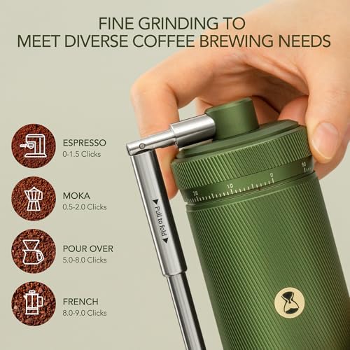 Timemore S3 Manual Coffee Grinder - External Adjustment with Stainless Steel Patented Burr | Hand Coffee Grinder Hign Presicion | Premium Timemore Grinder Chestnut S3, Green - Image 5