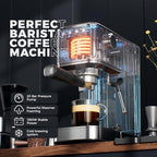 Espresso Machine - 20 Bar Coffee Maker with Milk Frother Steam Wand, Cold Brew Iced Coffee Maker, 1450W Semi-Automatic Coffee Machine with 34oz Water Tank for Latte - Image 2