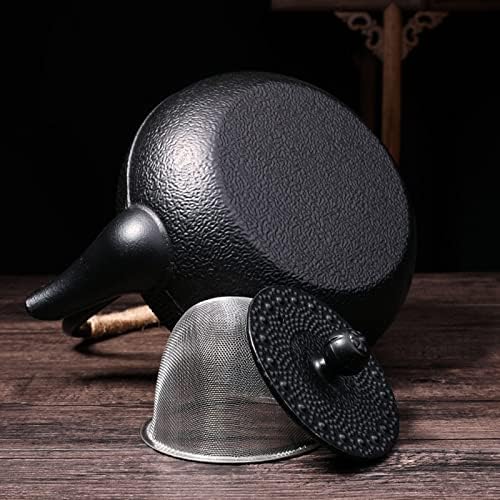 Cast iron teapot,classic tea kettle,Cast Iron Tea Pot,Teapot Japanese Tetsubin Cast Iron Tea Kettle With Stainless Steel Infuser Black(Size:600ML) (Color : Black, Size : 600ML) - Image 3