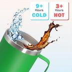 20 oz Tumbler with Handle and Lid Insulated Travel Coffee Mug Green 12P - Image 4