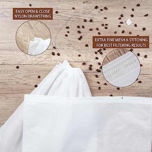 50Pcs Commercial Cold Brew Coffee Filters for 5 Gallon Buckets, 20" X 20" Disposable Coffee Filters with Drawstring for Brew Up To 5 LBS Coffee - Image 6