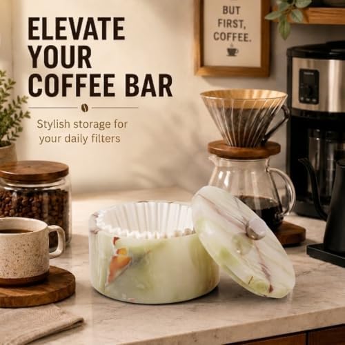 Marble Coffee Filter Holder 6 inch Handmade Green - Image 2