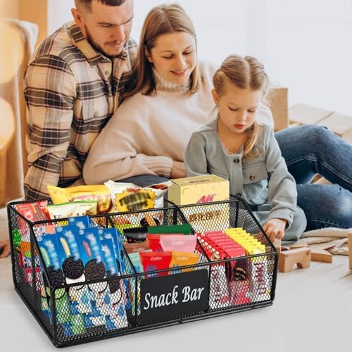 Metal Wire Snack Display Baskets,5-Compartment Snacks Storage Bin for Countertop,Office,Party,Bedroom,Kitchen,Pantry Shelf,Snacks Cabinet Dispenser Caddy for Chips,Packets - Image 4