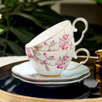 KAMMAK Tea Cups Set of 2,Ceramic Floral Pattern Demitasse Cup - Image 6