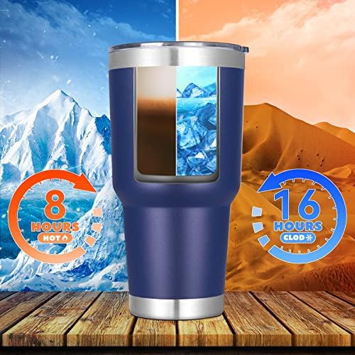 DOMICARE 30 oz Tumbler with Lid and Straw, Stainless Steel Tumblers Bulk, Insulated Vacuum Double Wall Travel Coffee Mug, Durable Powder Coated Tumbler Cups (Navy, 4) - Image 3