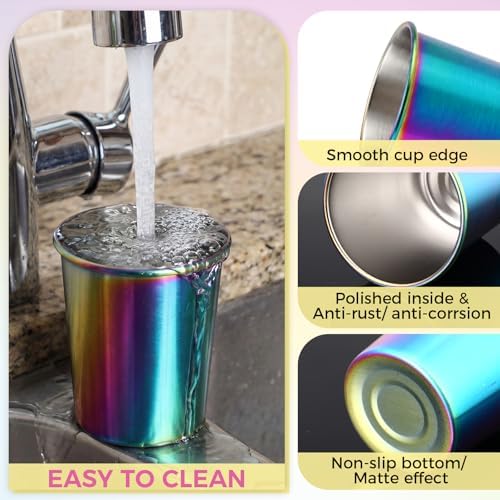 Mimorou 20 Pack 8 oz Stainless Steel Cups Metal Cup, Rainbow - Image 4