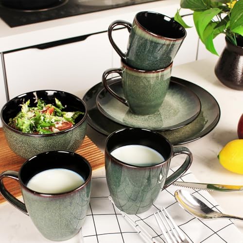 13.5 Oz Coffee Mugs, Ceramic Coffee Mugs with Texture Patterns for Man,Woman,Dad,Mom, Modern Coffee Mugs Set of 4 for Latte/Cappuccino/Cocoa, Dishwasher&Microwave Safe - Image 4