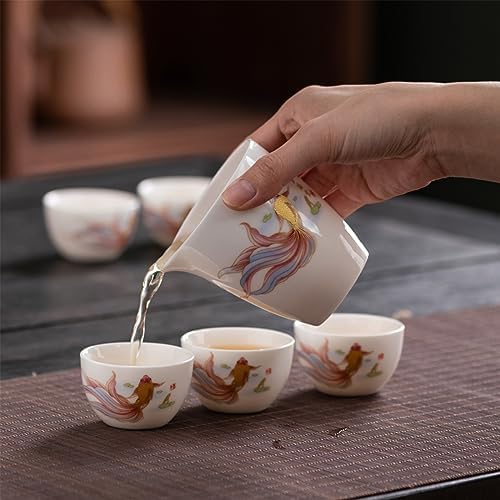 ICHAG Chinese Tea Set, Gongfu Tea Sets for Adults, China Gaiwan Teaset, 14-Piece Yangzhi Jade (茶具) Porcelain Set with Tea Pet, Portable Travel Teaset for Home, Outdoor, Office Gifts (White) - Image 6