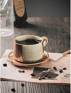 Coffee Mug Vintage Handmade Stoneware Coffee Cup Net Red Hand-Made Coffee Cup and Saucer Set Japanese Ceramic Latte Art Cappuccino Barista Cup Coffee Cup, - Image 5