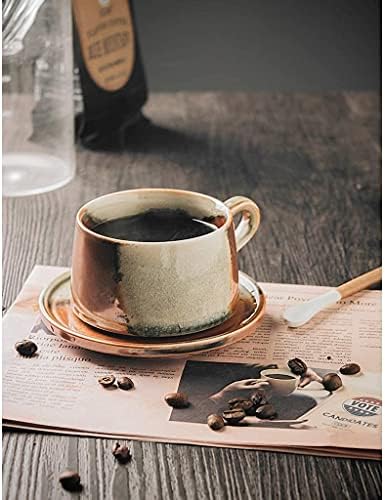 Coffee Mug Vintage Handmade Stoneware Coffee Cup Net Red Hand-made Coffee Cup and Saucer Set Japanese Ceramic Latte Art Cappuccino Barista Cup Coffee Cup - Image 5