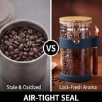 uxcell Airtight Glass Canister with Bamboo Lid & Spoon, Glass Coffee Bean Storage Container 1200ml/40oz Kitchen Pantry Sealed Freshness for Grounds Tea Cereal Sugar, Dark Blue - Image 2
