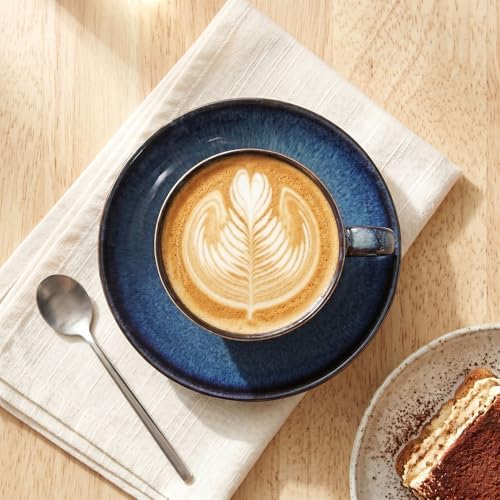 5.1 OZ Cappuccino Coffee Cup and Saucer Set, 4-piece ceramic coffee cup and saucer set, suitable for cappuccino, flat white, Americano, espresso, single-origin pour-over, and tea. (blue) - Image 6