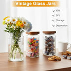 6 Pcs 1000ml/34 oz Vintage Glass Jars with Wood Lids - Image 5
