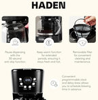 HADEN Coffee Machine, 12 Cup Programmable Drip Coffee Maker - Image 3