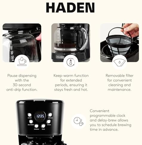 HADEN Coffee Machine, 12 Cup Programmable Drip Coffee Maker - Image 3